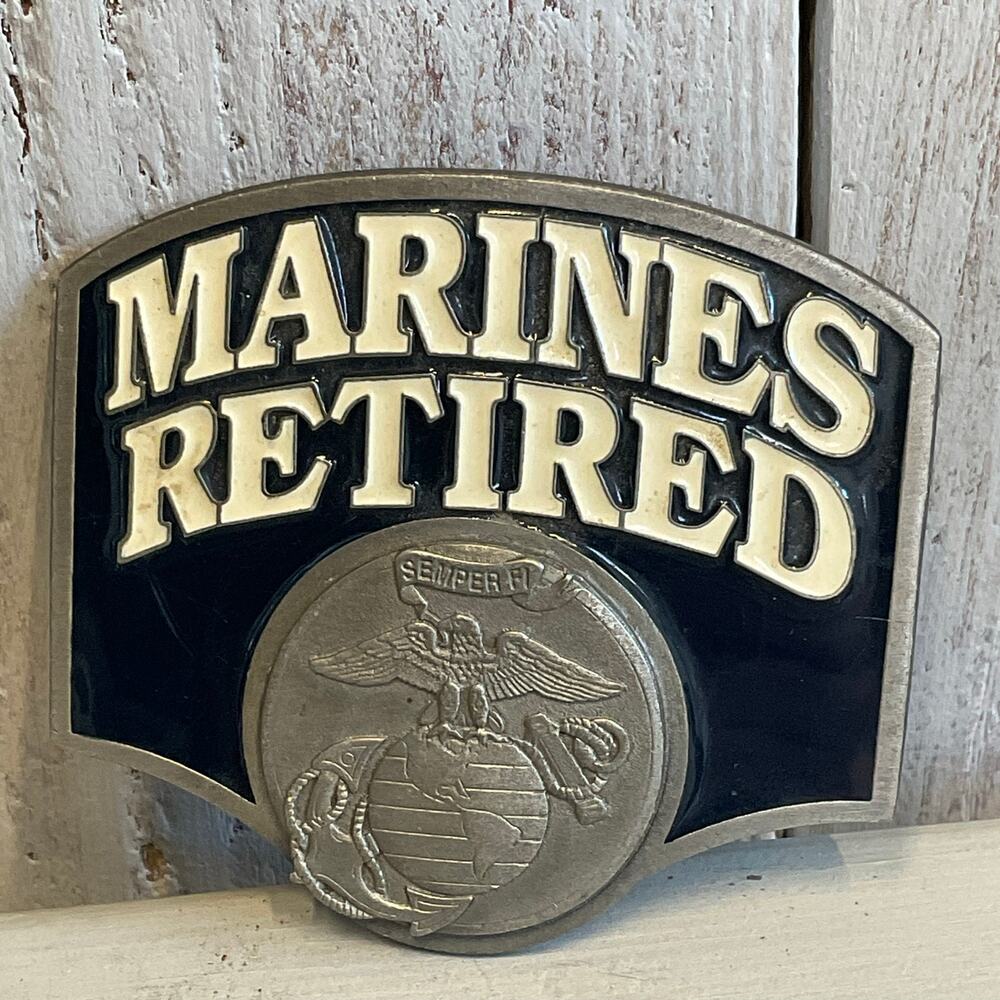 Bergamot Marines Retired Belt Buckle‎ 2002 Military Patriotic Semper Fi Emblem